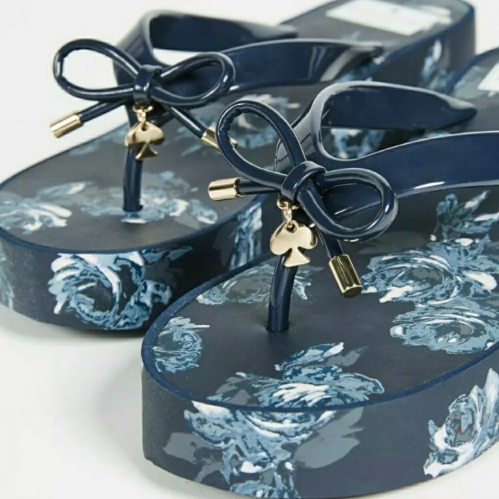 Kate Spade | Size 9 | Navy Rhett | Wedge Flip Flop - Picture 3 of 8